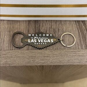 Las Vegas Welcome Bottle Opener Keychain - Black and Silver